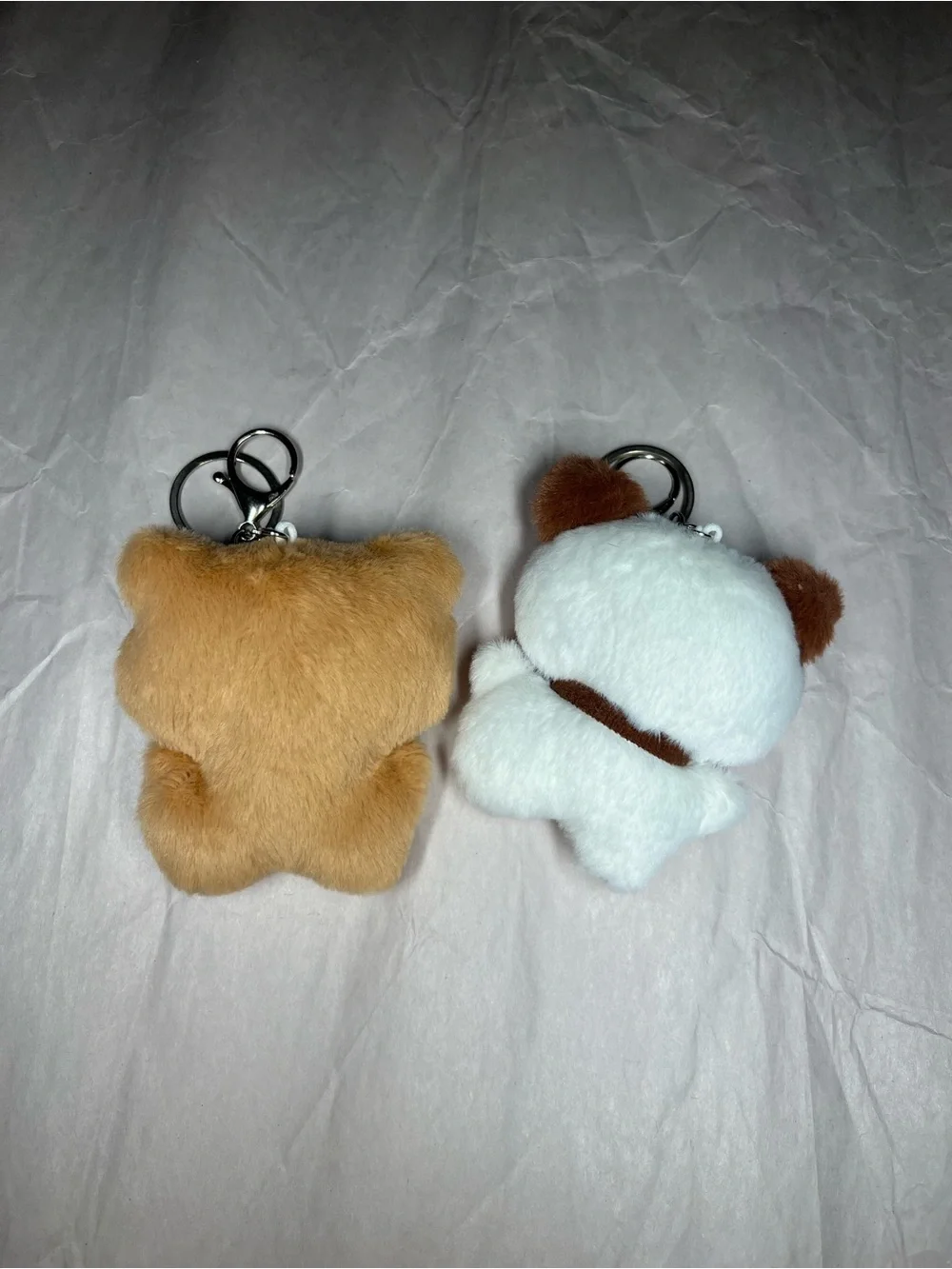 Dudu Bubu Cute Plush Animal Keychain Pair - Brown & White
